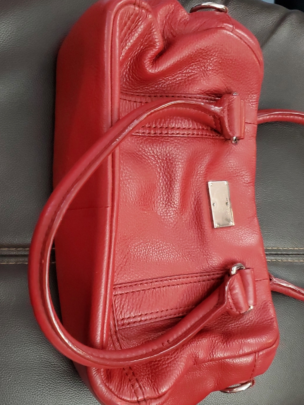 Calvin Klein Red Pebbled Leather Shoulder Bag